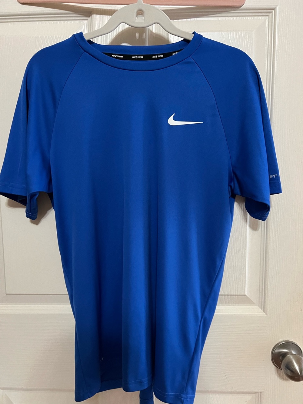 Nike Teen’s swimwear Royal Blue Short-Sleeve Athletic Tee with White Swoosh